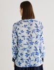 Jigsaw LizzieLeaf Print Blouse, Blue product photo View 02 S