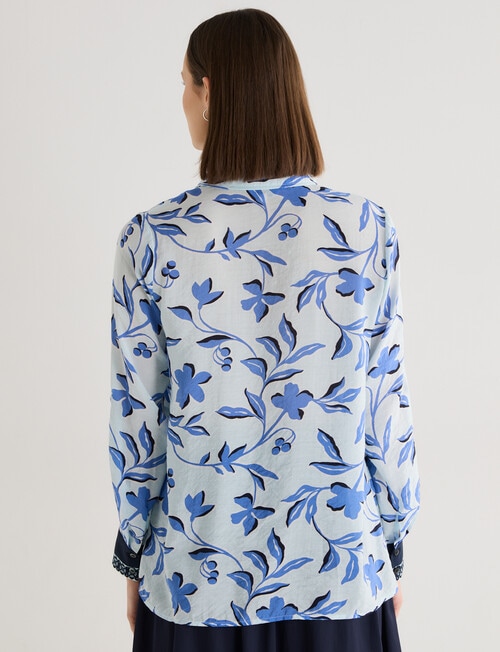Jigsaw LizzieLeaf Print Blouse, Blue product photo View 02 L