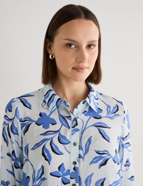 Jigsaw LizzieLeaf Print Blouse, Blue product photo View 06 L