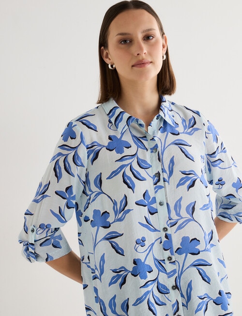 Jigsaw LizzieLeaf Print Blouse, Blue product photo View 07 L