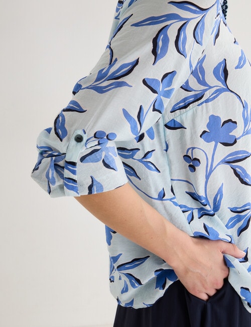 Jigsaw LizzieLeaf Print Blouse, Blue product photo View 08 L
