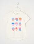 Mac & Ellie Boucle Strawberries Short Sleeve Tee, White product photo
