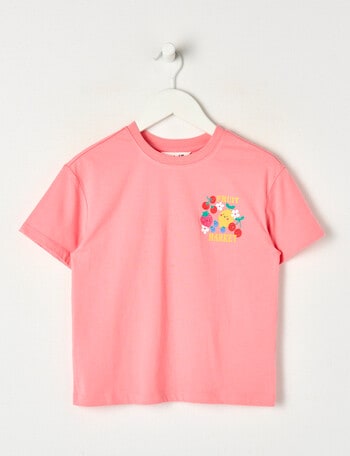 Mac & Ellie Fruit Market Short Sleeve Boxy Tee, Strawberry product photo