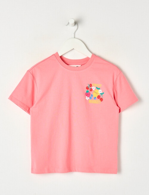 Mac & Ellie Fruit Market Short Sleeve Boxy Tee, Strawberry product photo