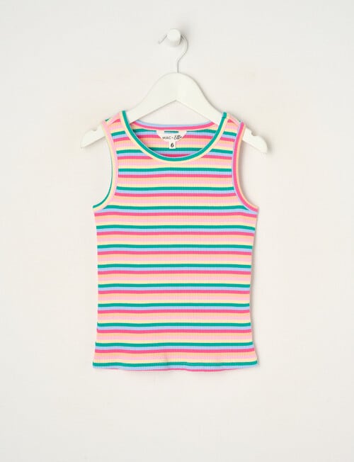 Mac & Ellie Stripe Rib Singlet, Pink product photo
