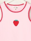 Mac & Ellie Embroidered Strawberry Rib Singlet, Pink Sorbet product photo View 02 S