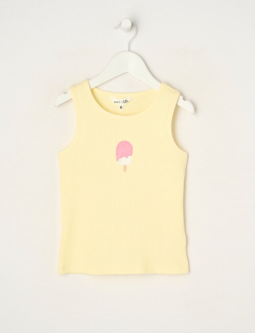 Mac & Ellie Iceblock Rib Singlet, Lemon product photo