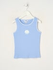 Mac & Ellie Embroidered Shell Rib Singlet, Periwinkle product photo
