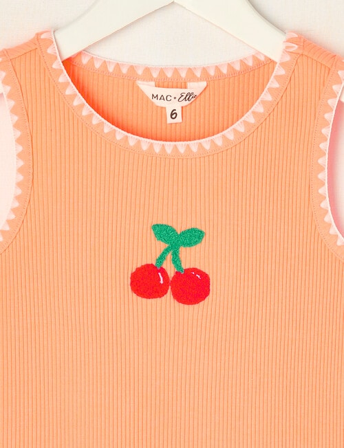 Mac & Ellie Embroidered Cherry Rib Singlet, Peach product photo View 02 L