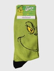 Licensed Grinch Crew Socks, Feelin Grinchy, Green product photo View 02 S
