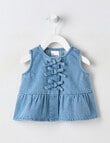 Teeny Weeny Lady Bug Denim Peplum Top, Denim Blue product photo