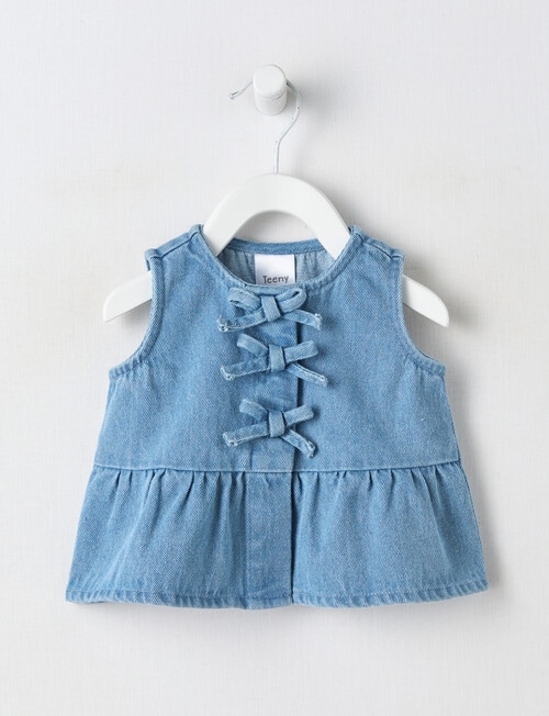 Teeny Weeny Lady Bug Denim Peplum Top, Denim Blue product photo