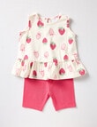 Teeny Weeny Lady Bug Strawberry Sleeveless Peplum Top & Short, Cream & Pink product photo