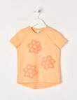 Mac & Ellie Applique Daisies Short Sleeve Tee, Peach product photo