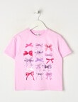 Mac & Ellie Ribbon Bows Pastel Short Sleeve Boxy Tee, Lilac product photo
