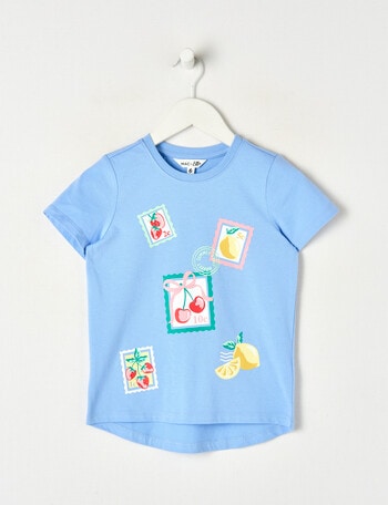 Mac & Ellie Fruit Stamps Short Sleeve Tee, Periwinkle product photo
