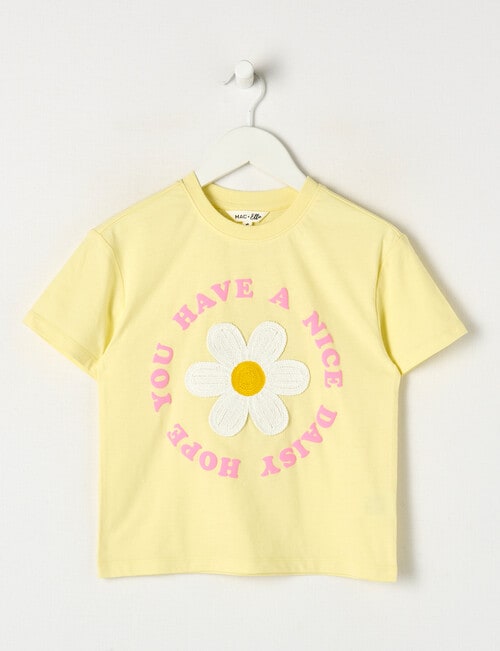 Mac & Ellie Crochet Daisy Short Sleeve Boxy Tee, Lemon product photo