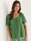 Whistle Square Neck Top, Green product photo View 04 S