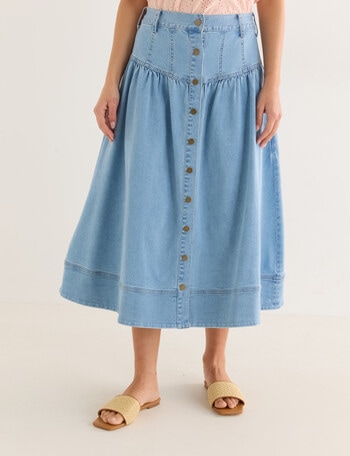 Whistle Panelled Denim Skirt, Light Blue Wash product photo