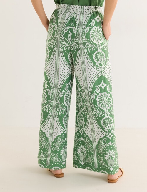 Whistle Scarf Print Tie Waist Culotte, Green product photo View 02 L