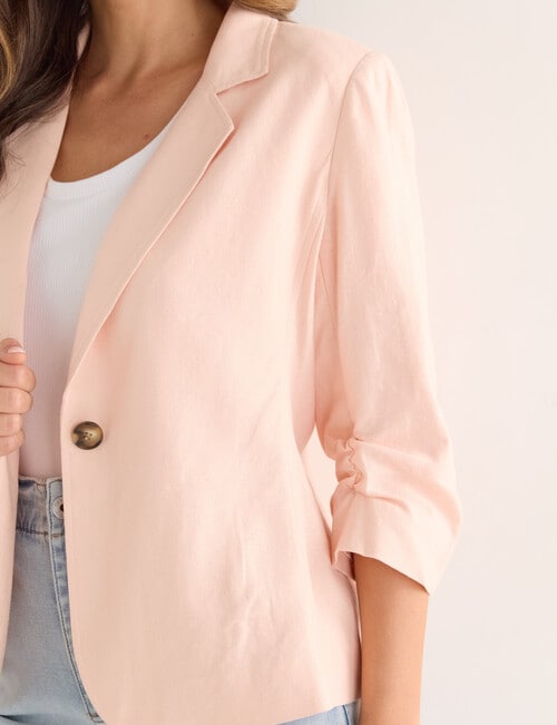 Whistle Ruched Sleeve Jacket, Peach product photo View 05 L