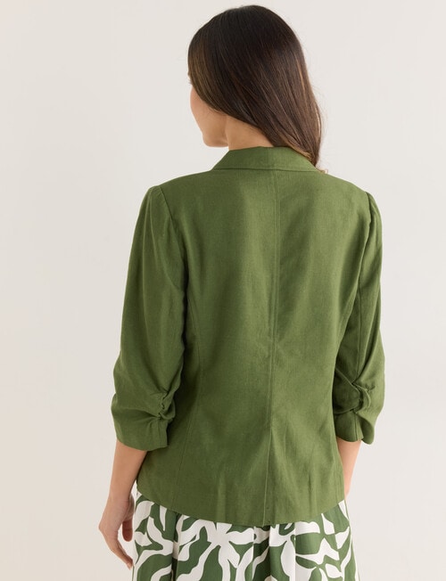 Whistle Ruched Sleeve Jacket, Green product photo View 02 L