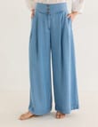Whistle Basque Waist Wide Leg Full Length Pants, Chambray product photo