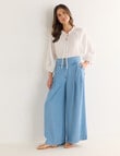 Whistle Basque Waist Wide Leg Full Length Pants, Chambray product photo View 03 S