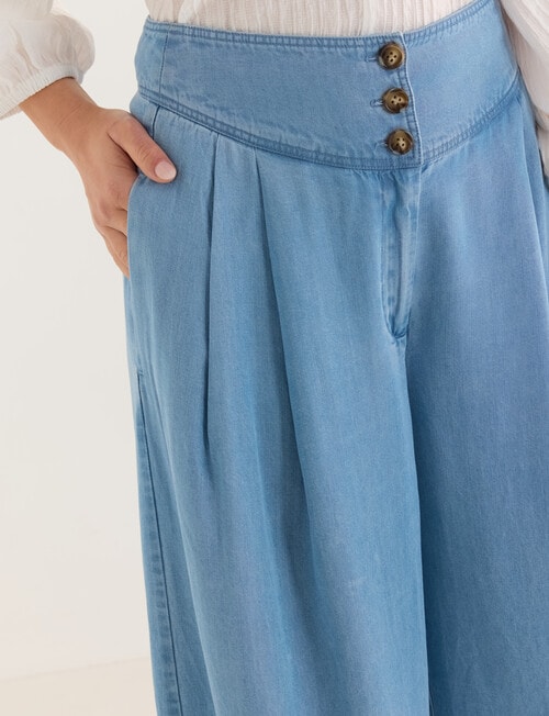 Whistle Basque Waist Wide Leg Full Length Pants, Chambray product photo View 04 L