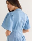 Whistle Denim Short Sleeve Shirt Dress, Light Blue Wash product photo View 07 S