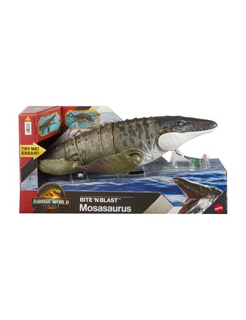 Jurassic World Rebirth Bite N Blast Mosasaurus Action Figure And Mini Dilophosaurus product photo