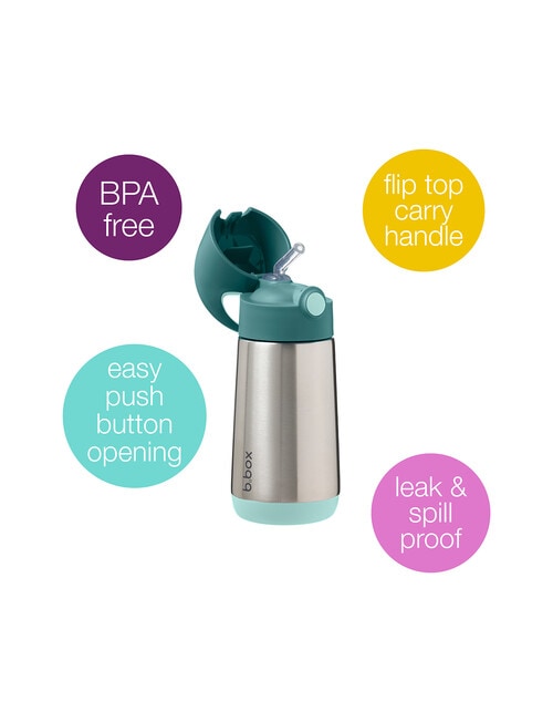 B.BOX Insulated Drink Bottle, Emerald Forest, 350ml product photo View 03 L