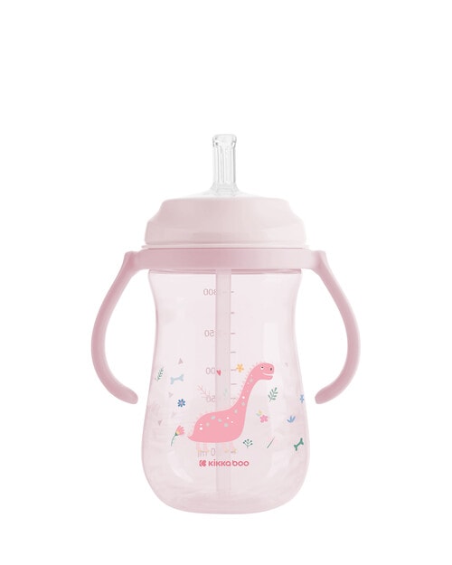Kikkaboo PP Cup with Silicone Straw, 300ml, Dino World Pink product photo View 03 L