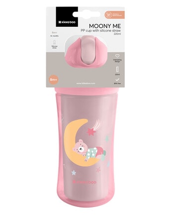 Kikkaboo PP Cup with Silicone Straw, 220ml, Moony Me Pink product photo