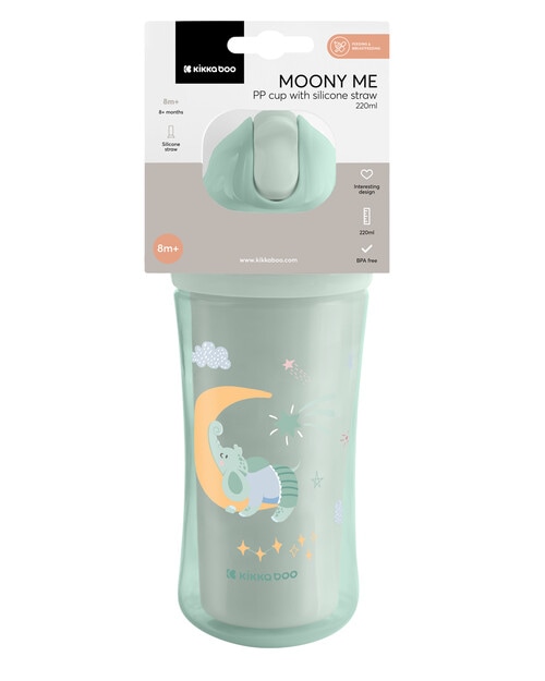 Kikkaboo PP Cup with Silicone Straw, 220ml, Moony Me Mint product photo