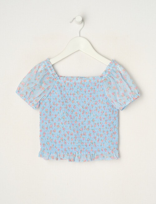 Mac & Ellie Party Collection Floral Chiffon Top, Light Blue product photo