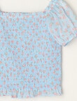 Mac & Ellie Party Collection Floral Chiffon Top, Light Blue product photo View 02 S