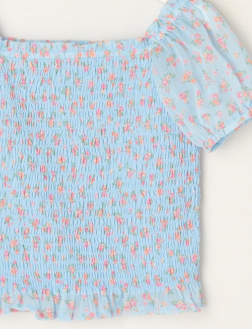 Mac & Ellie Party Collection Floral Chiffon Top, Light Blue product photo View 02 L