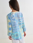Ella J Scarf Print Pleat Shirt, Aqua product photo View 02 S