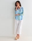 Ella J Scarf Print Pleat Shirt, Aqua product photo View 03 S