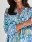 Ella J Scarf Print Pleat Shirt, Aqua product photo View 04 S