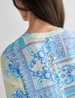 Ella J Scarf Print Pleat Shirt, Aqua product photo View 07 S