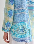Ella J Scarf Print Pleat Shirt, Aqua product photo View 08 S