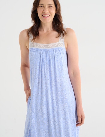 Ruby & Bloom Shelf Bra Nightie, Blue Print, 10-26 product photo
