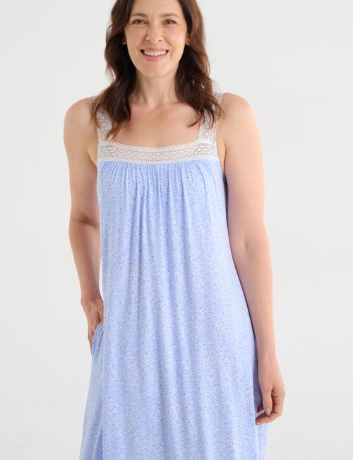 Ruby & Bloom Shelf Bra Nightie, Blue Print, 10-26 product photo