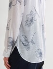Ella J Floral Sketch Print Classic Shirt, White product photo View 06 S