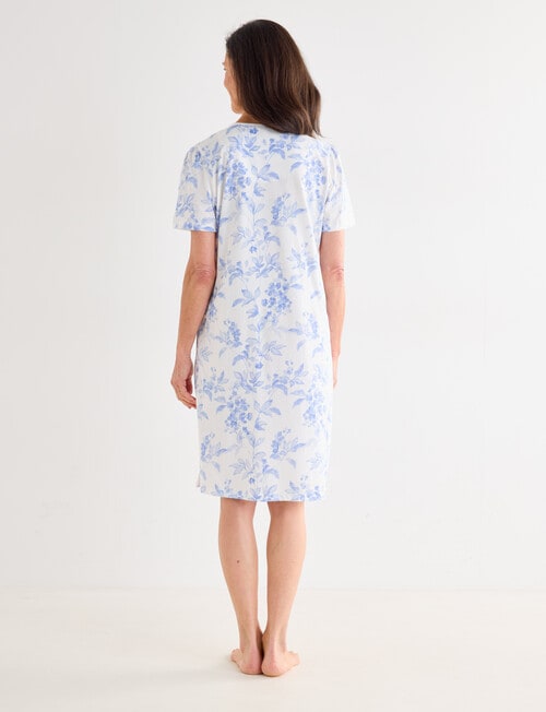 Ruby & Bloom Floral Short Sleeve Nightie, Blue & White, 10-20 product photo View 02 L