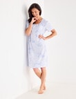 Ruby & Bloom Print Short Sleeve Nightie, Blue, 10-20 product photo