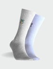 Mitch Dowd Palm Rib Bamboo Crew Socks, 2-Pack, Grey & Blue Marle product photo