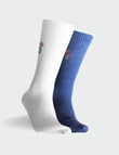 Mitch Dowd Flamingo Rib Bamboo Crew Socks, 2-Pack, Blue & White product photo